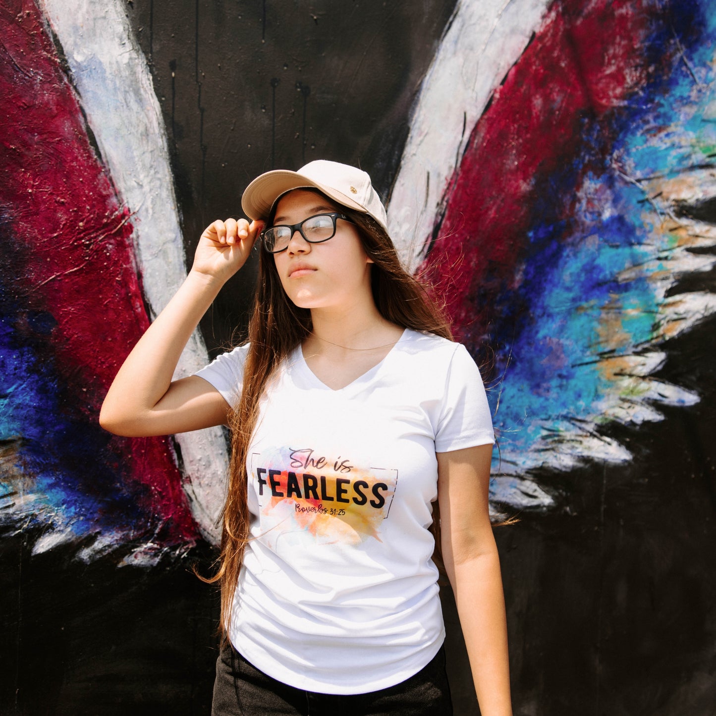 SHE IS FEARLESS PROVERBS 31:25 T-SHIRT