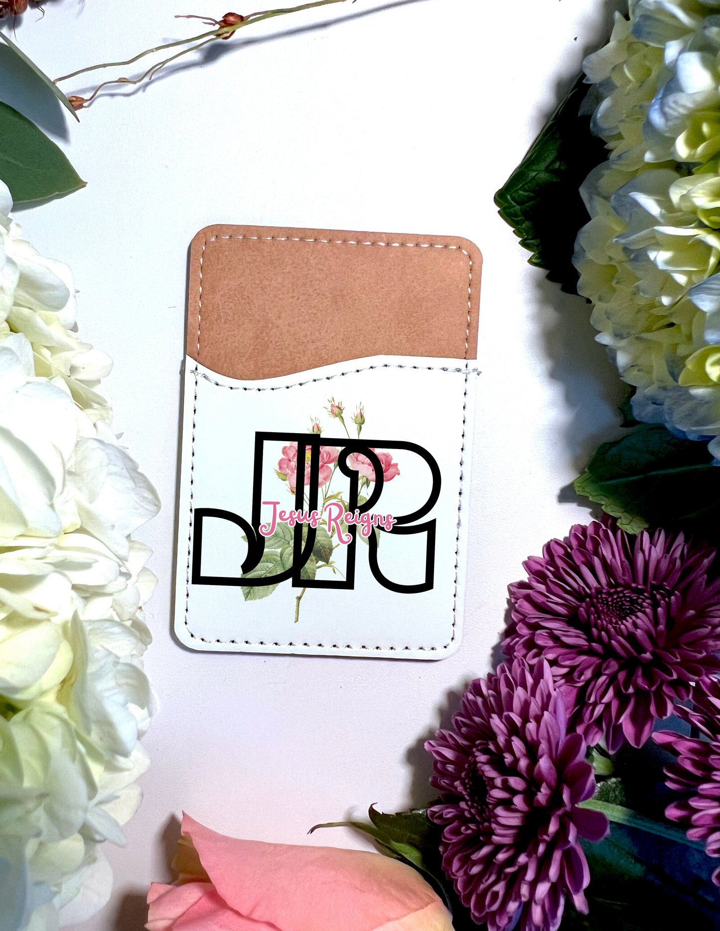 JESUS REIGNS FAITH FLORAL PHONE CARDHOLDER