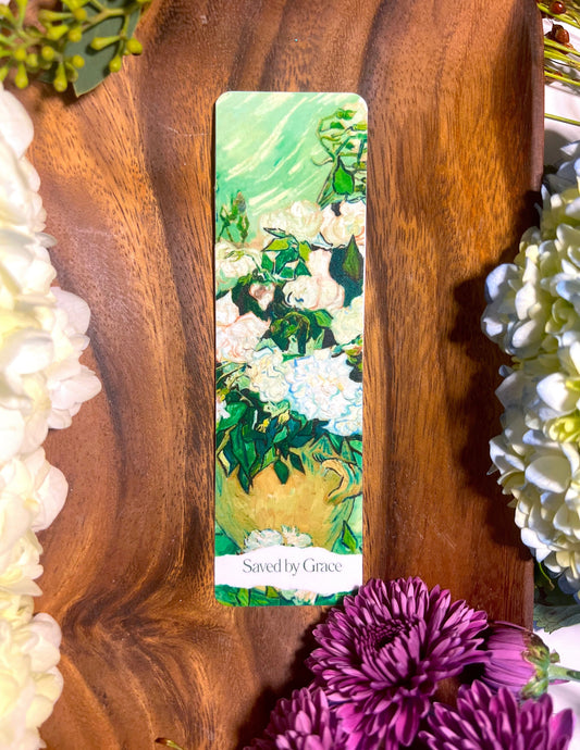 SAVED BY GRACE FLORAL BOOKMARK