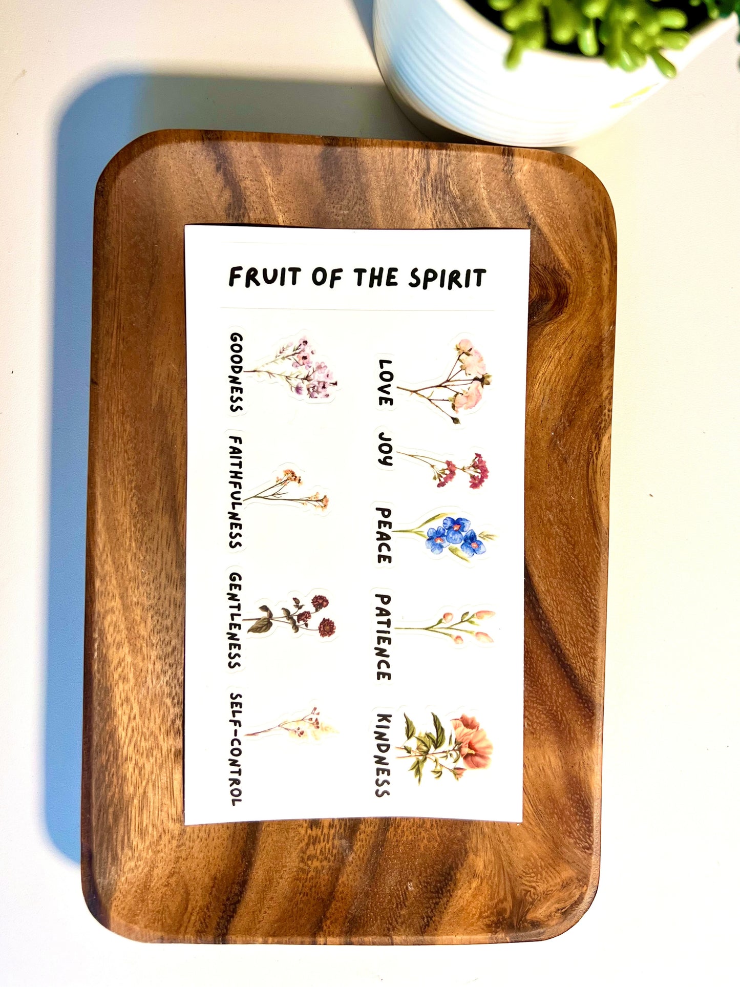 FRUIT OF THE SPIRIT WATERPROOF STICKER SHEET