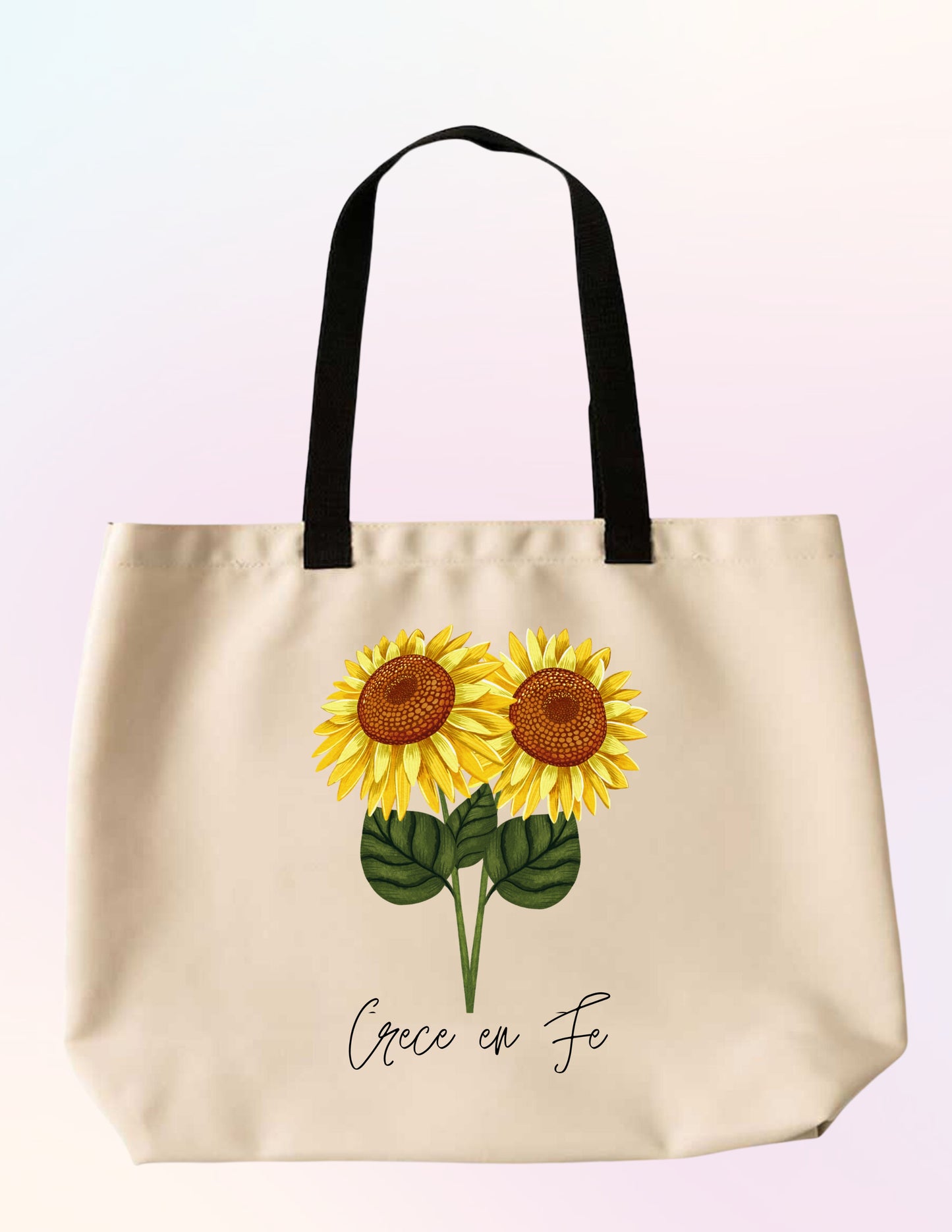 GROW IN FAITH SUNFLOWER FAITH-BASED TOTE BAG