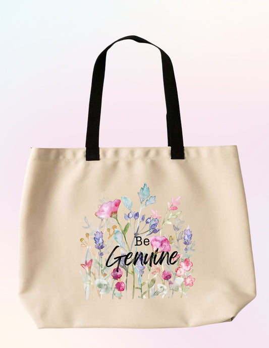 BE GENUINE FLORAL FAITH-BASED TOTE BAG