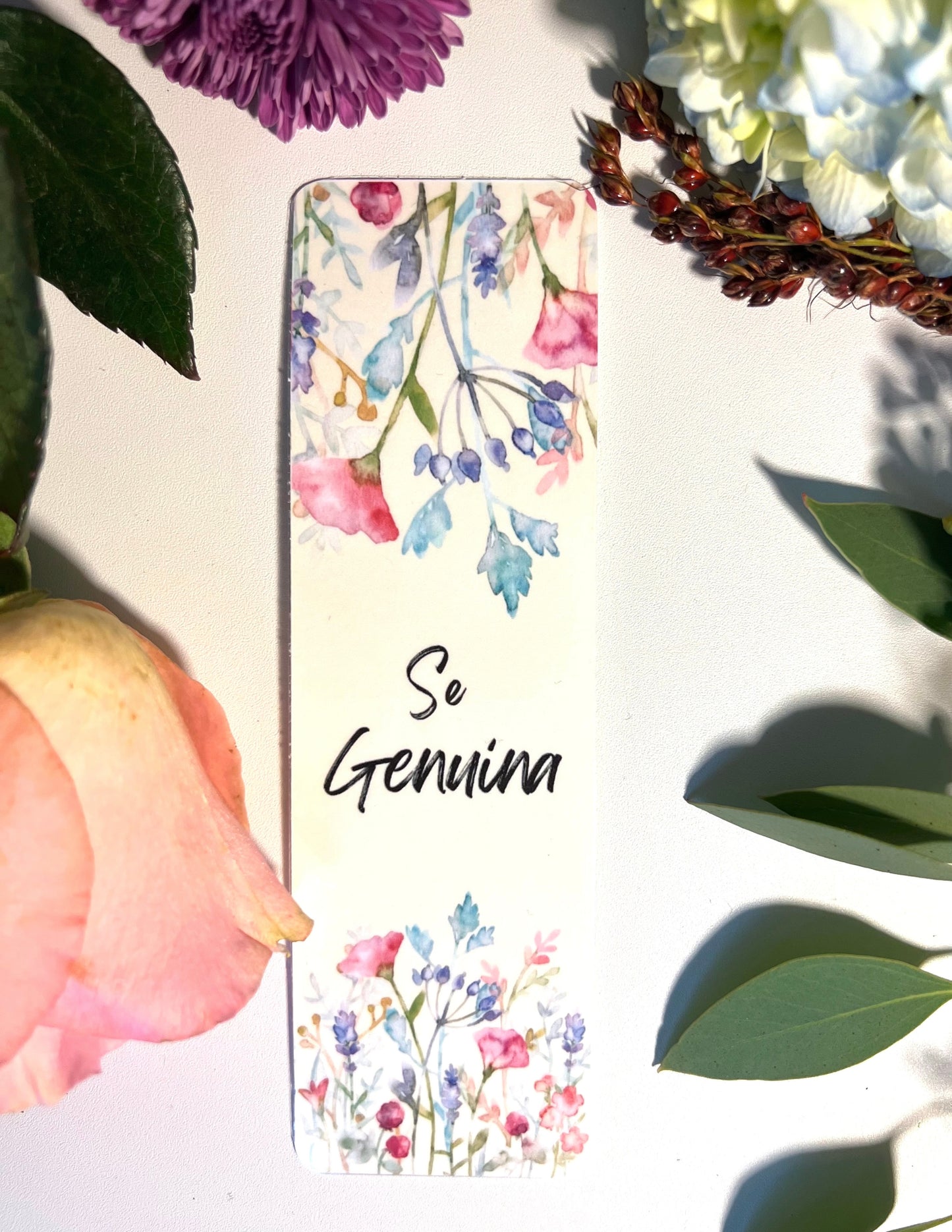 BE GENUINE FLORAL BOOKMARK