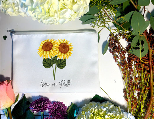 GROW IN FAITH SUNFLOWER PENCIL/ACCESSORIES BAG