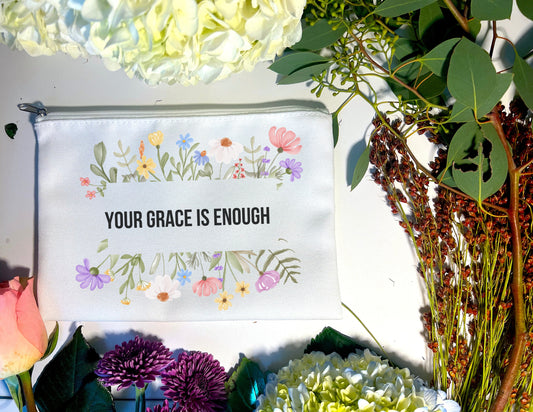 YOUR GRACE IS ENOUGH FLORAL PENCIL/ACCESSORIES BAG