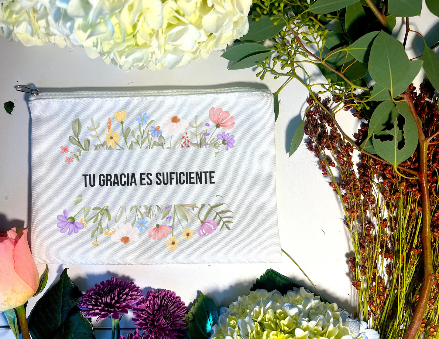 YOUR GRACE IS ENOUGH FLORAL PENCIL/ACCESSORIES BAG