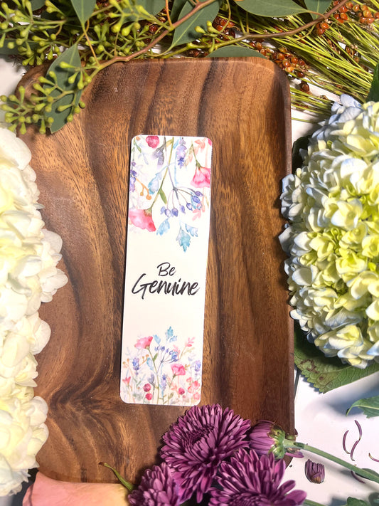 BE GENUINE FLORAL BOOKMARK