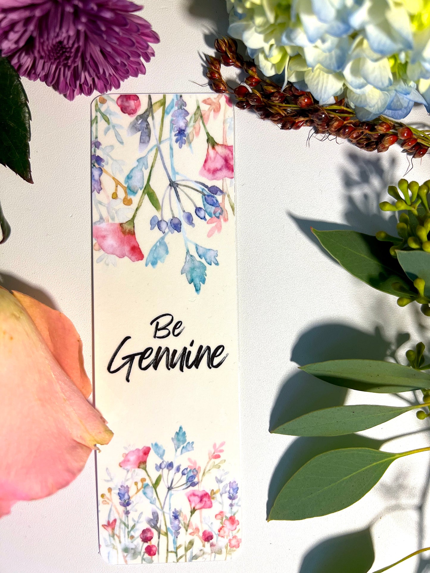 BE GENUINE FLORAL BOOKMARK