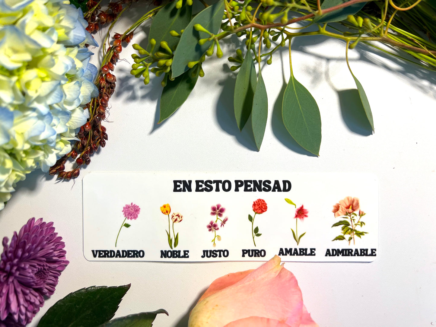 THINK ABOUT SUCH THINGS FLORAL BOOKMARK