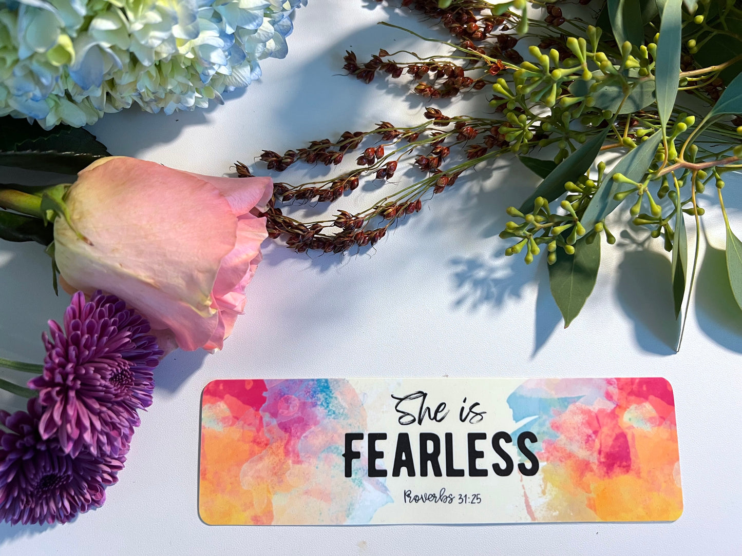 SHE IS FEARLESS PROVERBS 31:25 BOOKMARK