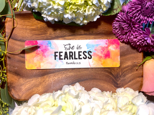 SHE IS FEARLESS PROVERBS 31:25 BOOKMARK