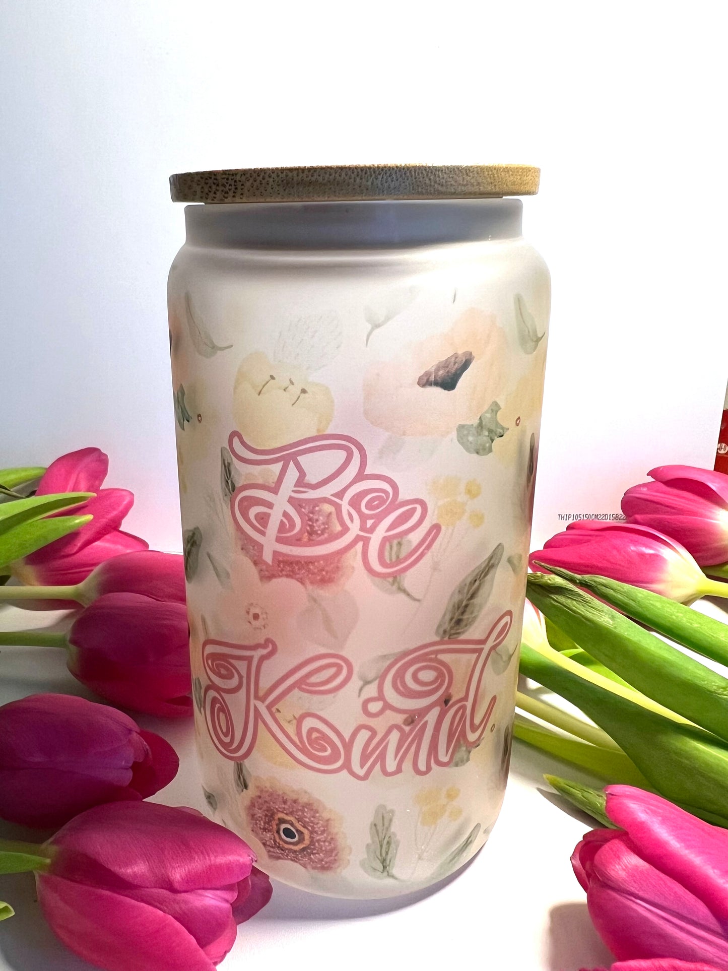 BE KIND FLORAL HOT/COLD RESISTANT GLASS CUP