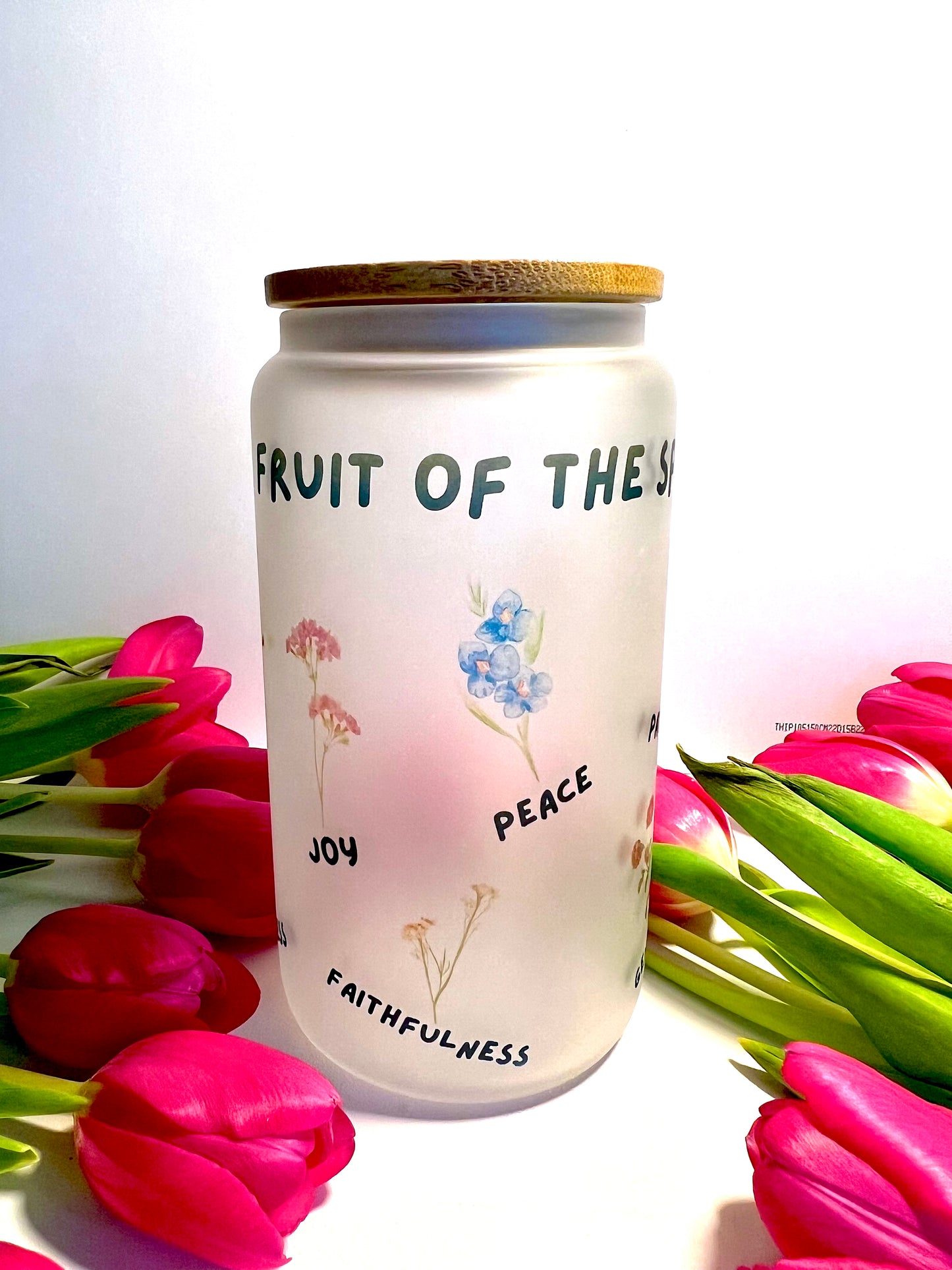 FRUIT OF THE SPIRIT FLORAL HOT/COLD RESISTANT GLASS CUP