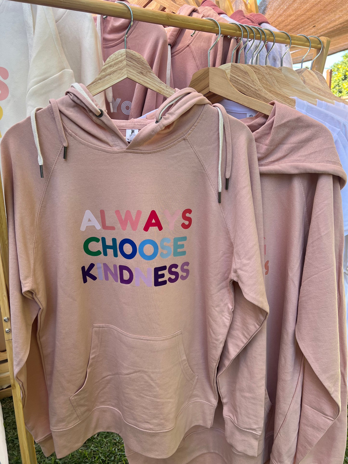 FAITH-BASED "ALWAYS CHOOSE KINDNESS" DOUBLE DRAWSTRING BLUSH HOODIE