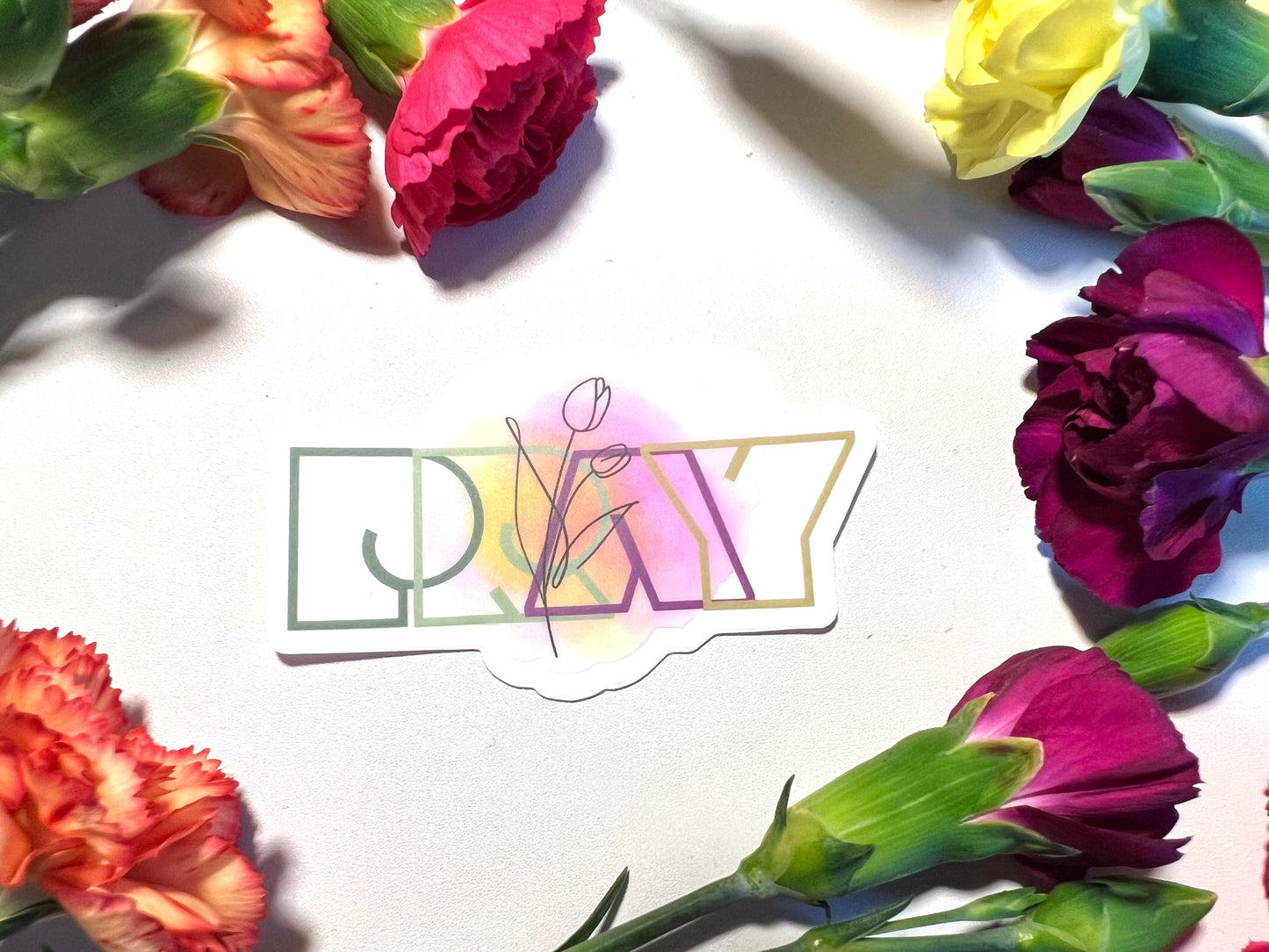 PRAY FLORAL WATERPROOF STICKERS