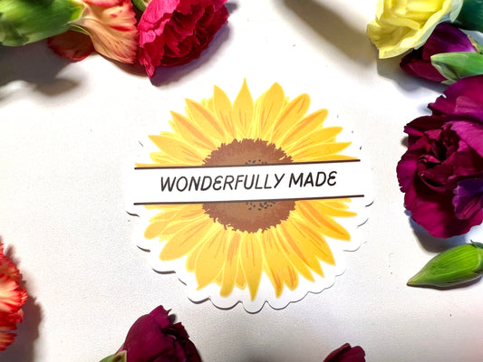 WONDERFULLY MADE SUNFLOWER WATERPROOF STICKERS