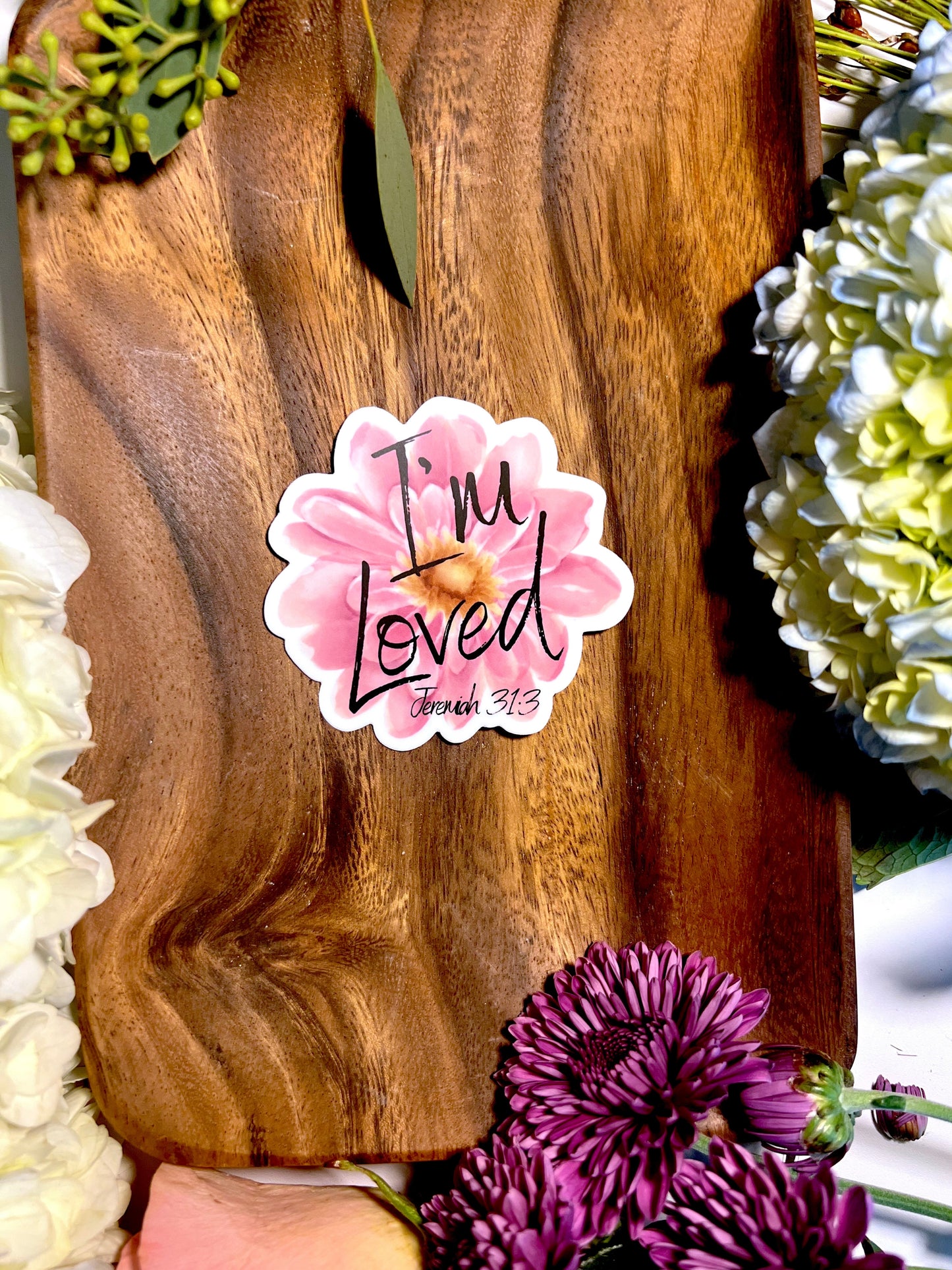 I'M LOVED JEREMIAH 31:3 FLORAL WATERPROOF STICKERS