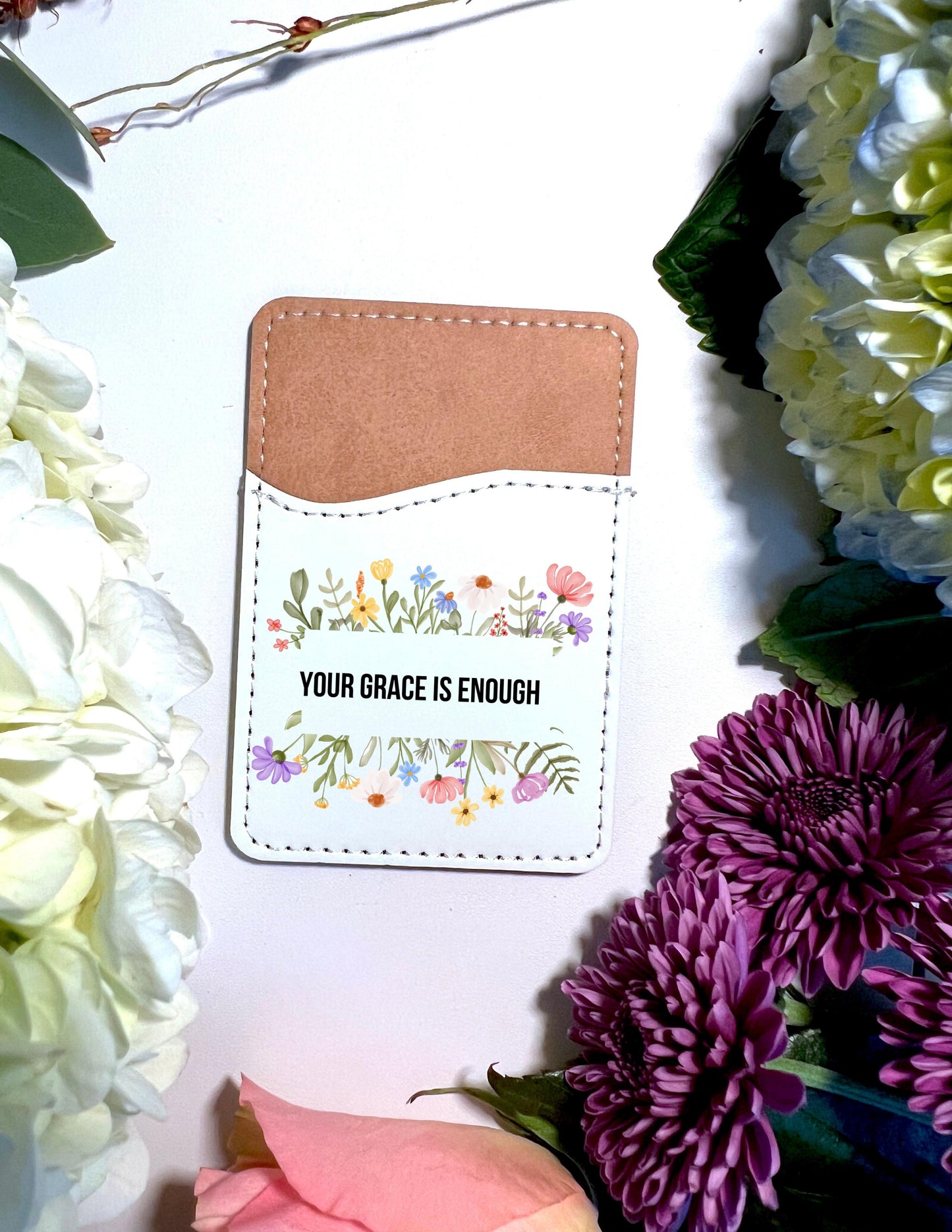 YOUR GRACE IS ENOUGH FLORAL PHONE CARDHOLDER